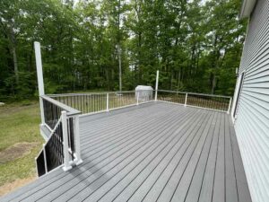 Stunning white wooden deck in Derry NH